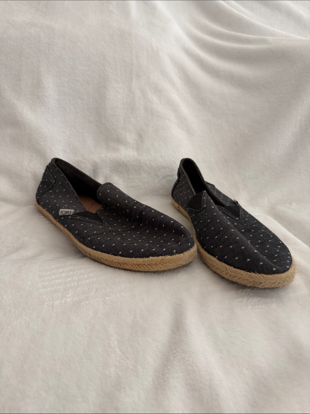 Toms Women’s Black Dotted Slip-On Espadrilles